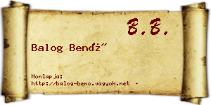 Balog Benő névjegykártya
