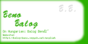 beno balog business card